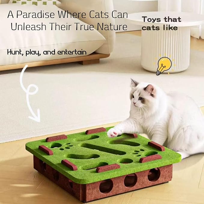 2025 New Cat Scratch Puzzle Box, Cat Nail File Enrichment Box, Nail File Stress Free ＆ Cats Puzzle Treat Dispenser, Durable, Interactive Scratching Post for Indoor Kittens to Scratch (Gray, Square)
