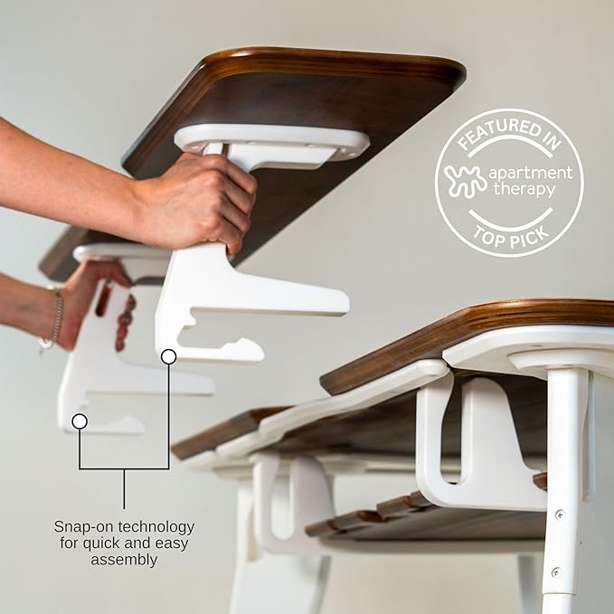 Hoek Folding Desk Bundle, 47.5" x 23", Compact Workstation with Monitor Shelf, Under Shelf, Hook, Quick One-Click Assembly, Portable Home Office Table for Small Spaces and Modern Living (Walnut/Black)