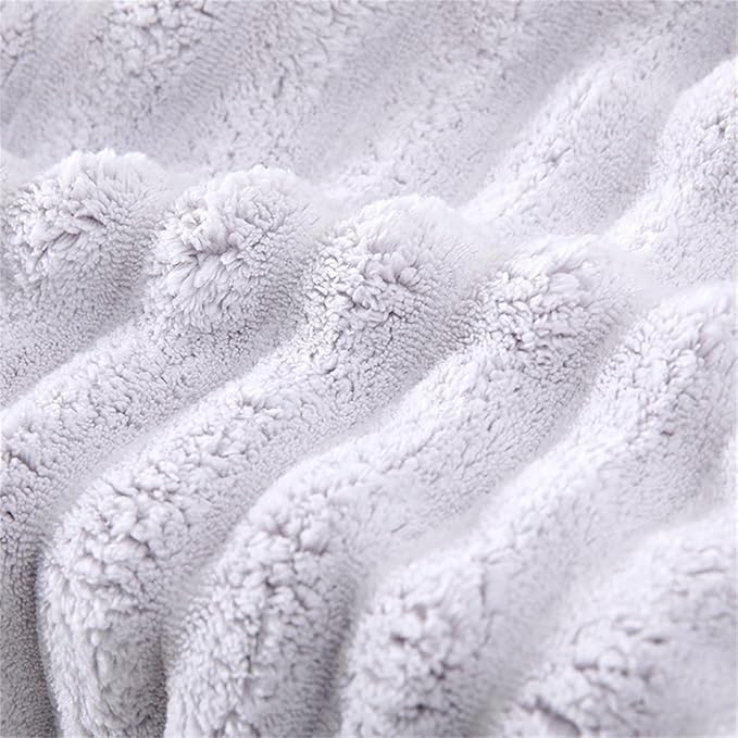 Soft Bath Towels Set, Microfiber Ribbed Oversized Bath Towels Extra Large for Bathroom, Home, Hotel, Spa, Beach, Pool, Gym (8-Piece Towel Set, Blue)