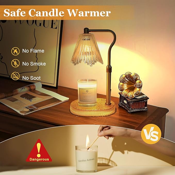Candle Warmer Lamp with Timer Dimmable, Birthday Gifts for Women Mom, House Warming Gifts New Home Decor, Wax Melt Warmer for Jar Candles with 2 Bulbs