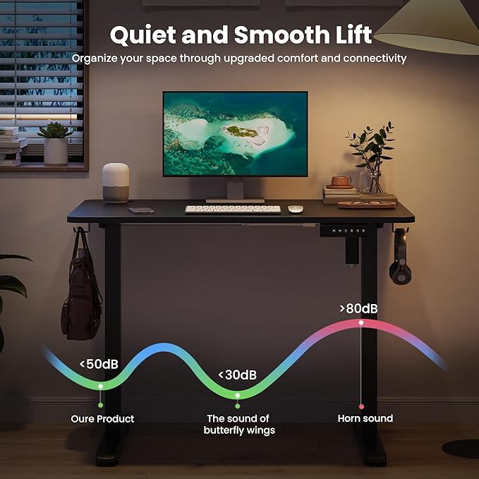 Casaphoria 40 x 24 inches Electric Standing Desk, Sit to Stand Desk with Memory Height Adjustment, Home Office Computer Desk for Writing and Games, Black