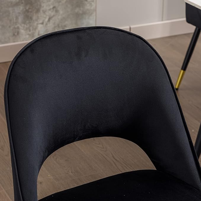 DUOMAY Modern Dining Chair Set of 8 with Open Back, Velvet Upholstered Armless Chair with Metal Frame Side Chair for Kitchen Dining Room Living Room, Black