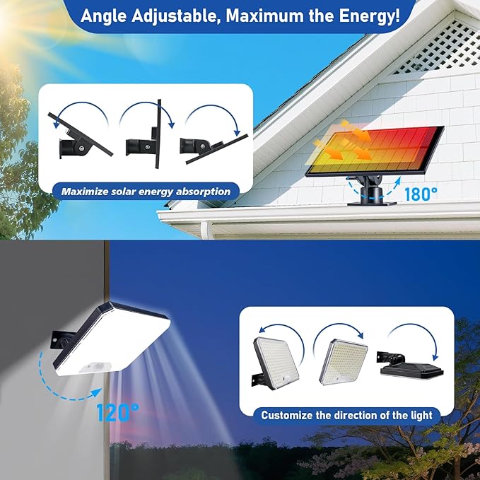 Solar Flood Lights Outdoor, 226 LEDs Flood Lights Motion Sensor, Dusk to Dawn Solar Outdoor Lighting with 3 Modes, Remote Control Outside Security Porch Lights for Garage Patio Yard (1 Pack)