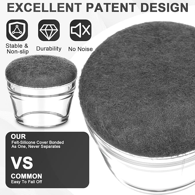 Chunful 32 Pcs Chair Leg Floor Protectors TPE Classroom Chairs & Desks Leg Covers with Quiet Felt Sliders Prevent Floor Scuffs & Scratches Desks Foot Caps Pads Teacher Classroom Supplies (Dark Gray)