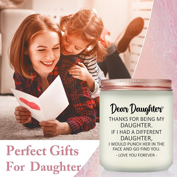 Daughter Gifts from Mom, Dad - Christmas Mothers Day Birthday Gift for Daughter - Lavender Scented Candle