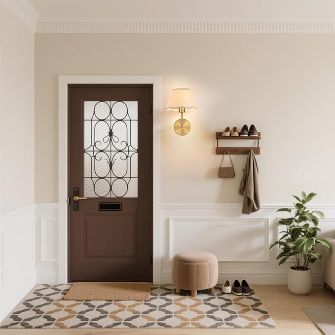 Boho Hand Woven Rattan Wall Sconces Set of Two Gold Rustic Wall Lamp with Grass-Woven Lampshade Hardwire Brass Farmhouse Wall Lights for Bedroom Living Room Hallway Vanity