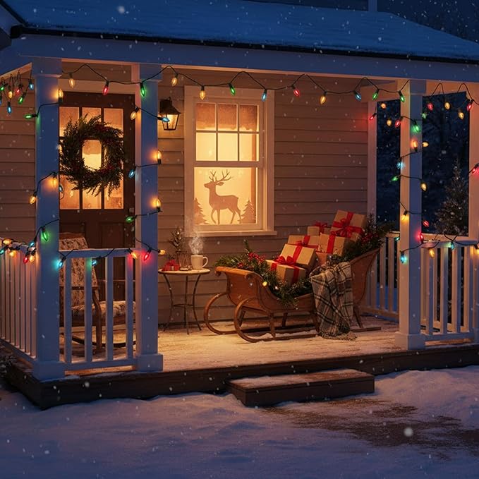 25FT C7 LED Christmas Lights Outdoor, Multicolor Vintage Style String Lights, Connectable Retro Christmas Decor for Porch, Trees, Yard, or Vehicle – UL Listed & Energy Efficient