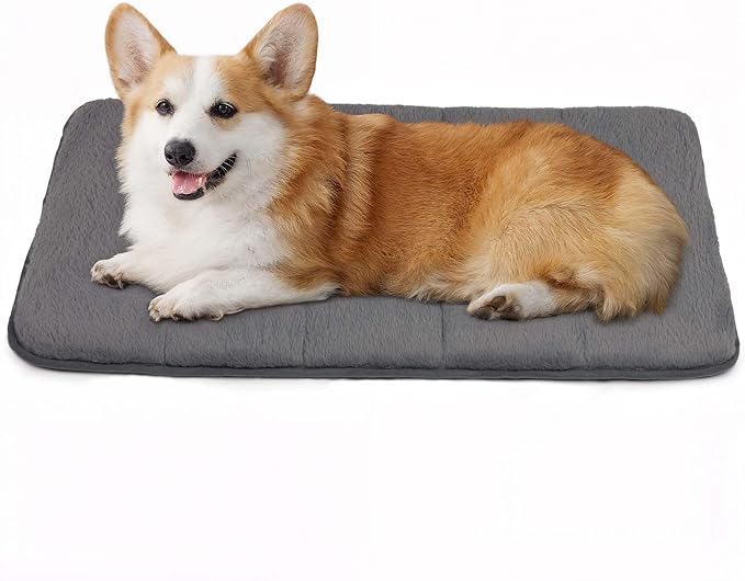 Dog Crate Pad for Medium Dogs - Orthopedic Dog Bed with Memory Foam, Washable Soft Warm Pet Mat with Non-Slip Bottom, Grey