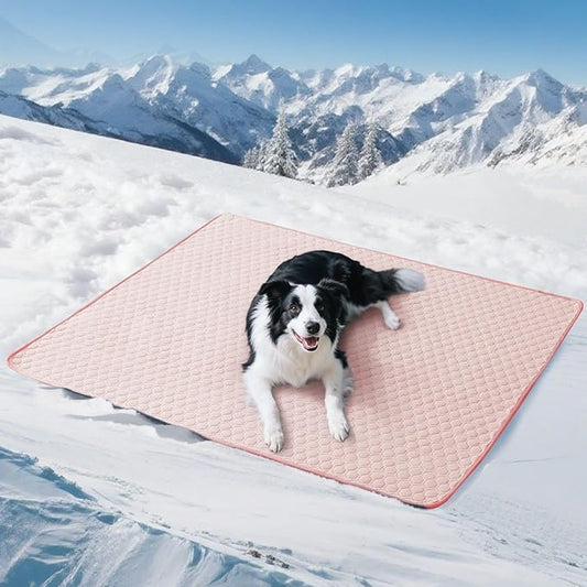 Soulbond Cooling Mat for Large Dogs - 40"x50" Washable Cooling Pad for Puppy, QMAX>0.3, Anti-Slip Bottom, Portable Summer Pet Cool Kennel Bed Pad for Outdoor/Indoor/Cars/Travel Use, Pink