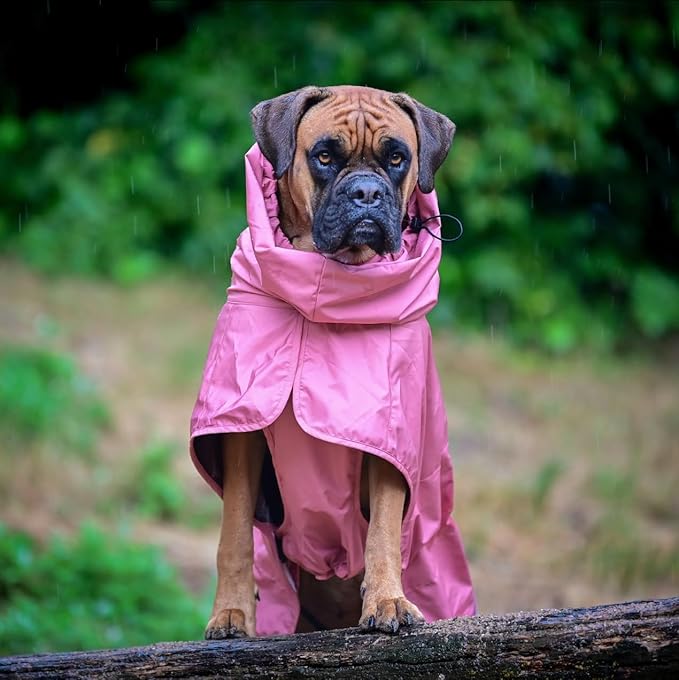 Spark Paws Dog Raincoat, Waterproof Windproof Rain Jacket, for Small Medium Large Extra Large Dogs, Reflective Breathable Full-Body Coverage Dry Suit - Sea Pink, S