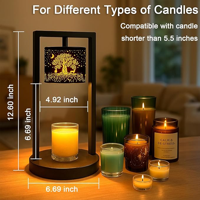 Candle Warmer Lamp with Timer Wax Melt Warmer for Scented Jar Candles Candle Lamp Warmer Gifts for Mom, House Warming Gifts New Home Office Dorm Room Fall Decor(Tree of Life)