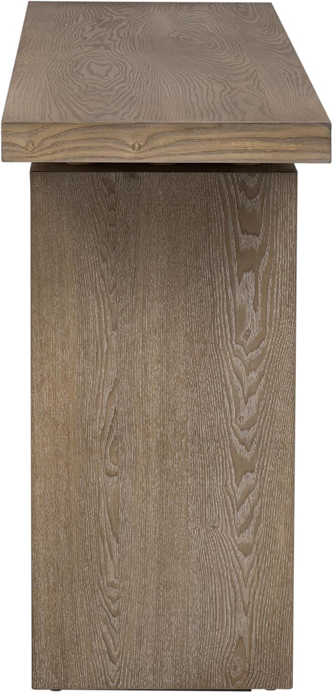 59" Modern Minimalist Console Table, Ash Veneer Entryway Table with Unique Floating-Top Design, Narrow Long Sofa Table for Hallway, Foyer & Living Room, Natural Wood Finish