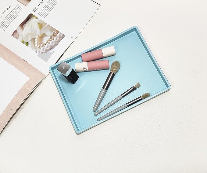 Small Blue Mini Serving Tray (8.5 x 6.3 inch) for Serving Accessory, Spa, Coffee, Drinks, Wine, Tea, Bar, Party, Seasoning, Perfume or Display Use.