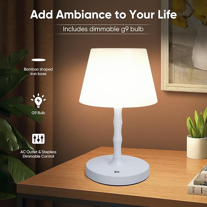 Adjustable Outdoor Lights Powered by Batteries, Suitable for Offices and bedrooms, Children's Sleep, Courtyard Camping Restaurants, LED Night Lights, Rechargeable Battery Driven Lights (White)