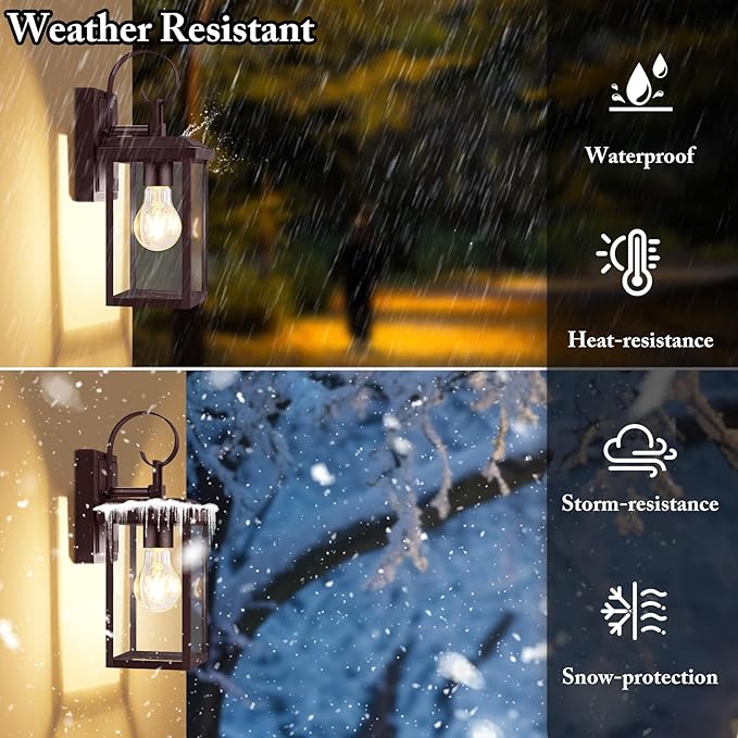 BesLowe 2-Pack Outdoor Wall Light Fixtures, Exterior Lighting Fixtures Wall Mount, Waterproof Porch Lights Outdoor Wall Sconces Lanterns, Modern Outside Lights for House Front Door Garage, Brown