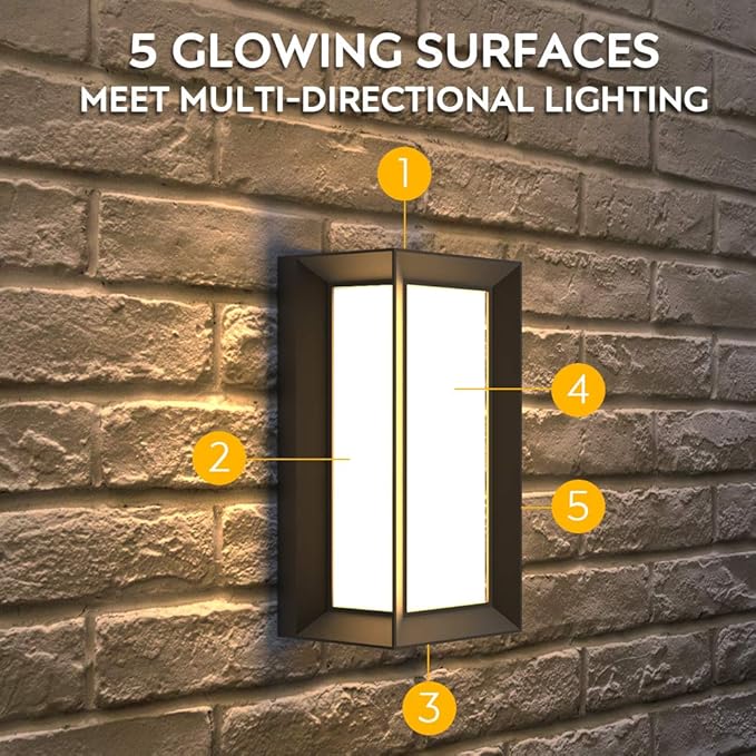 Sytmhoe Outdoor Wall-Porch-Light, Modern Exterior LED Wall Sconce,24W-Led Matte Black Exterior Wall Fixtures,Mounted Wall Patio Lamps,3-Color-Changeable for Garage Walkway Backyard Garden