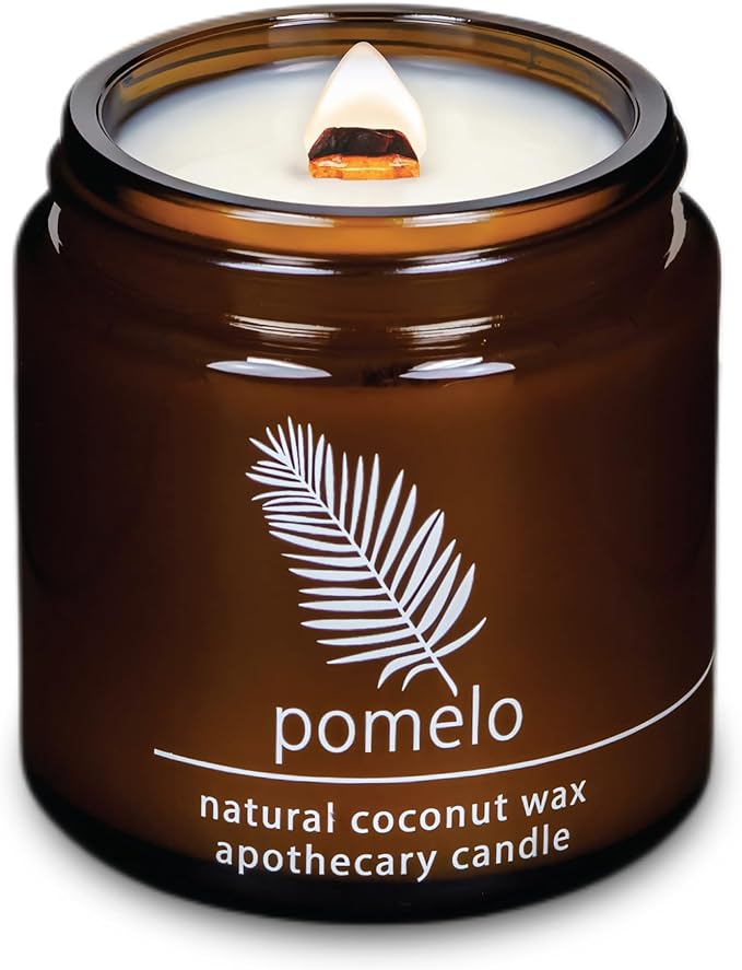 Hemlock Park Crackling Wood Wick Candle Handcrafted with Natural Coconut Wax (Small 4 oz, Pomelo Citrus)