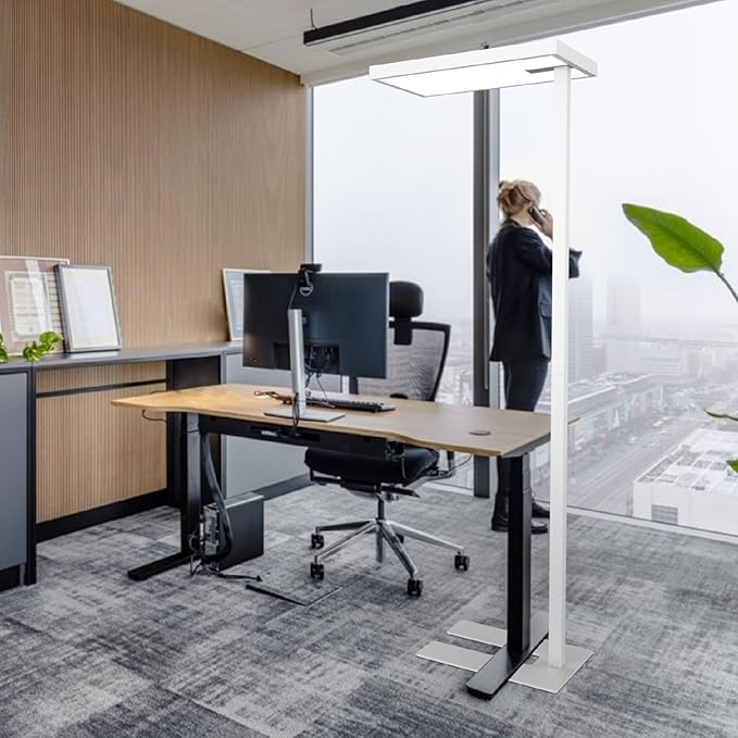 Eyelumia LED Floor Lamp - Eye Caring Standing Light with 10800LM Dimmable Dual Light Source, 120W, 4000K Natural Daylight Reading Lamp for Living Room Bedroom Home Office