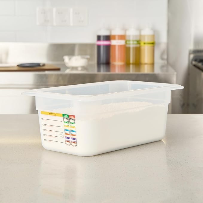 Restaurantware Food Pans Pack of 10 Plastic Rectangle Food Containers 1/4 Size with Traceability Label, Storage Containers Dishwashable Hot Cold Friendly for Restaurants Buffet Commercial Use