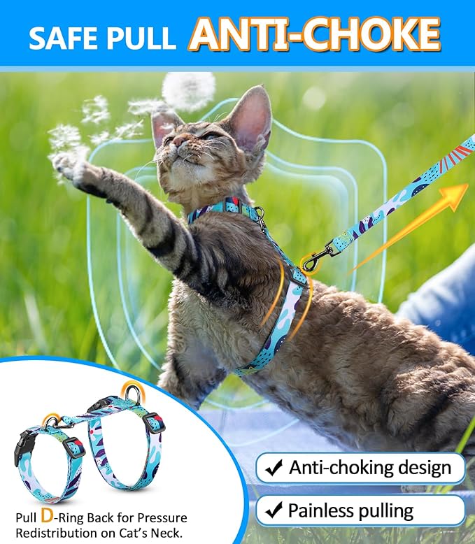 Halypet Cat Harness and Leash Set, Escape Proof [3 in 1 Adjustable & Lightweight] Cat Harness, Safe Kitten Harness for Cats Soft Comfortable, Easy to Wear, Walking Outdoor Travel, Small