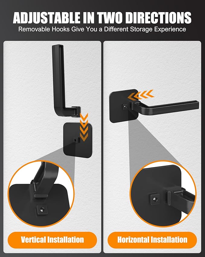 Hat Rack for Hat Storage (16-Pack), Multi-Purpose Hat Organizer, Strong Adhesive Hat Hooks for Wall Hat Organizer for Baseball Caps, Two Mounting Options Hat Hook, Black