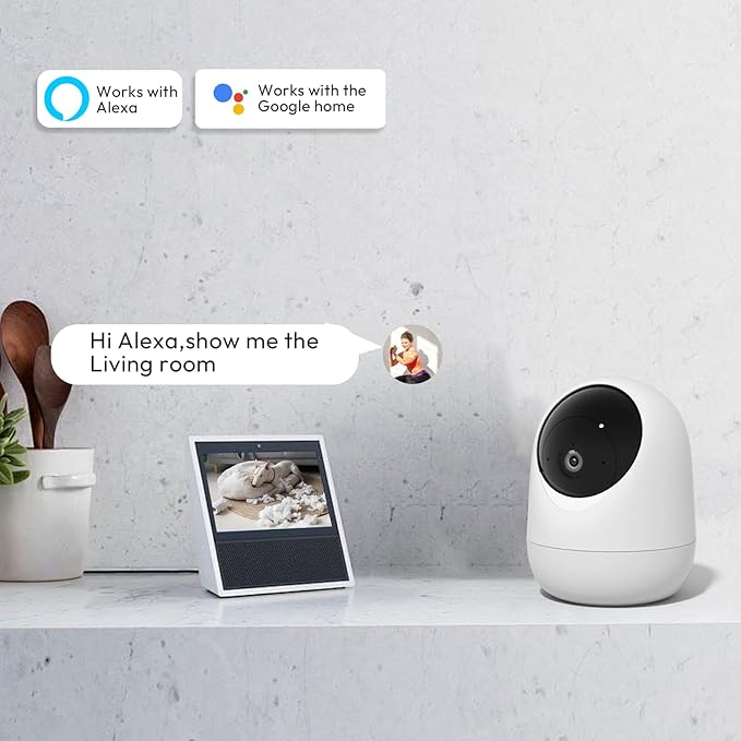 Rraycom 2Pack 2K Security Camera Indoor 5G/2.4 GHz Wi-Fi, Baby Monitor Pet/Dog Camera 360-Degree for Home Security, Smart Motion Tracking, 24/7 Live View, Night Vision, Compatible with Alexa