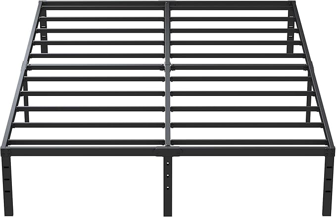 King Size Bed Frame No Box Spring Needed, 14 Inch Heavy Duty King Platform Bed Frame Support Up to 3000 lbs, Easy Assembly, Noise Free, Black