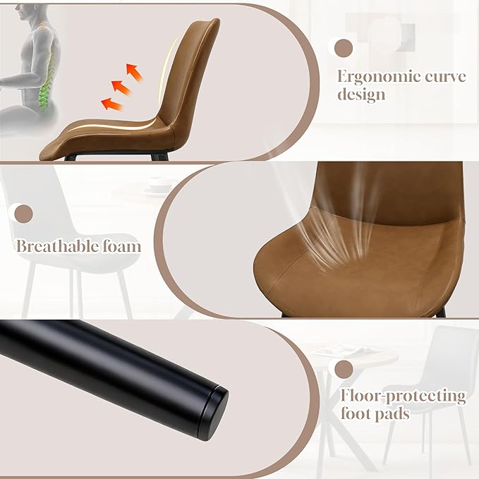 31.5" Round Dining Table and Chairs Set for 2, Small Dining Table Chairs Set Space-Saving, Round Table Set with Upholstered Chairs for Kitchen Dining Room Apartment(Natural + Brown)