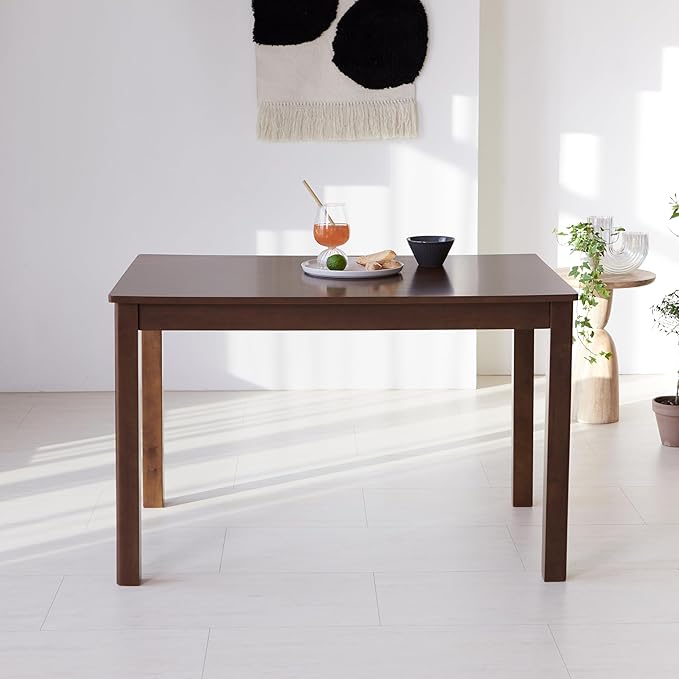 Livinia Cabin 45.3" Wooden Dining Table/Small Rectangular Modern Farmhouse Solid Wood Kitchen Table Desk (Walnut)