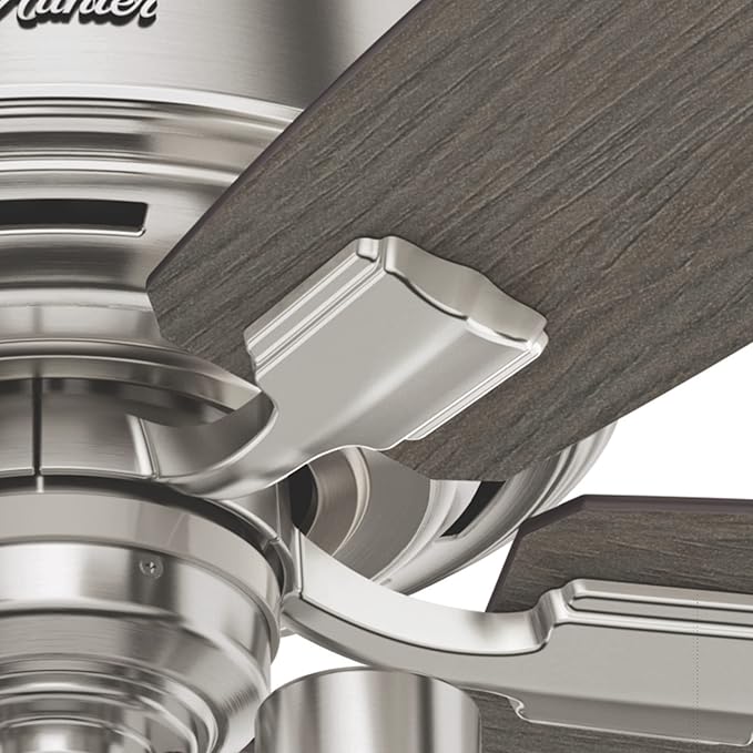 Hunter 52 inch Indoor Ceiling Fan with LED Lights and Remote Control - Standard Mount Ceiling Fan, 5 Blades, For Bedroom, Living Room, or Kitchen, Quiet - Bennett 54190, Brushed Nickel