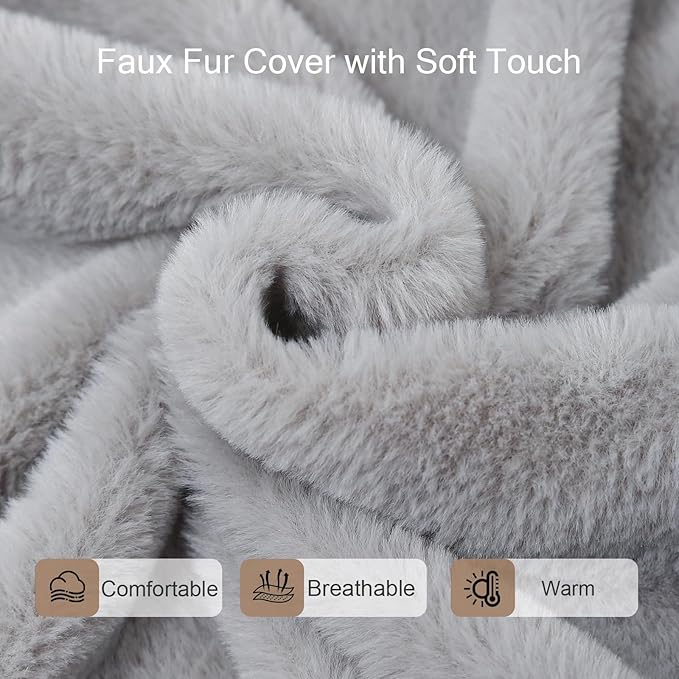 COMAX Folding Sofa Bed Single, Fold Out Chair Bed, Foldable Sofa Chair, Convertible Sleeper Futon for Adults, Floor Couch Mattress for Small Spaces Bedroom Living Room Guest Room, Faux Fur Grey