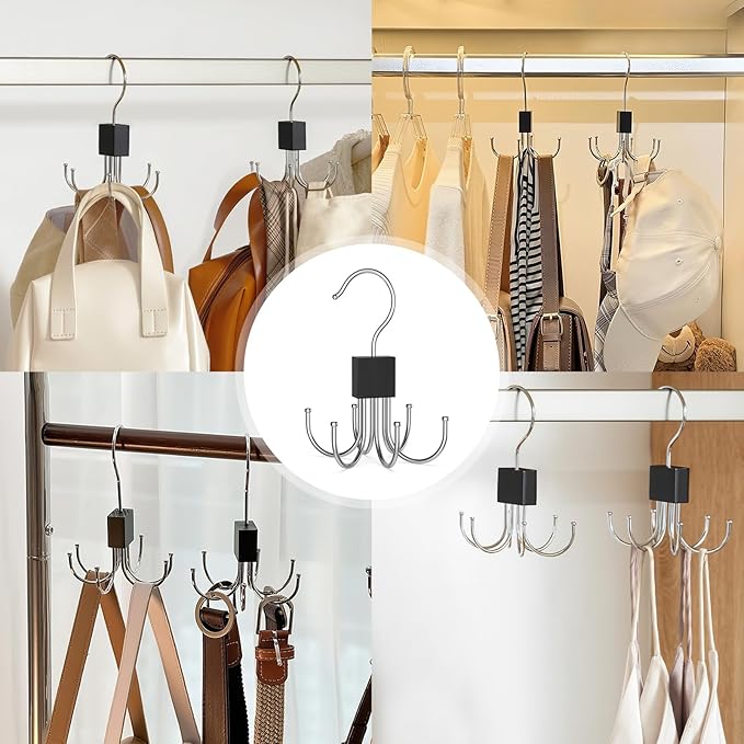 Multi-Purpose Rotatable Belt Hanger & Organizer for Closet - Space-Saving Storage for Belts, Bras, Hats, Tank Tops, Ties, Scarves, and Purses