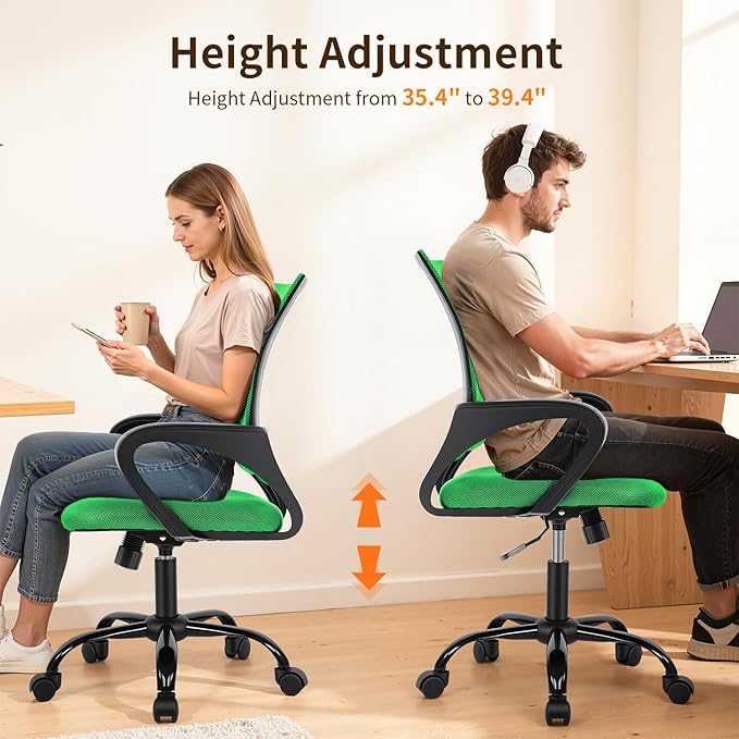Ergonomic Office Chair Cheap Desk Chair Mesh Executive Computer Chair Lumbar Support for Women&Men, Green
