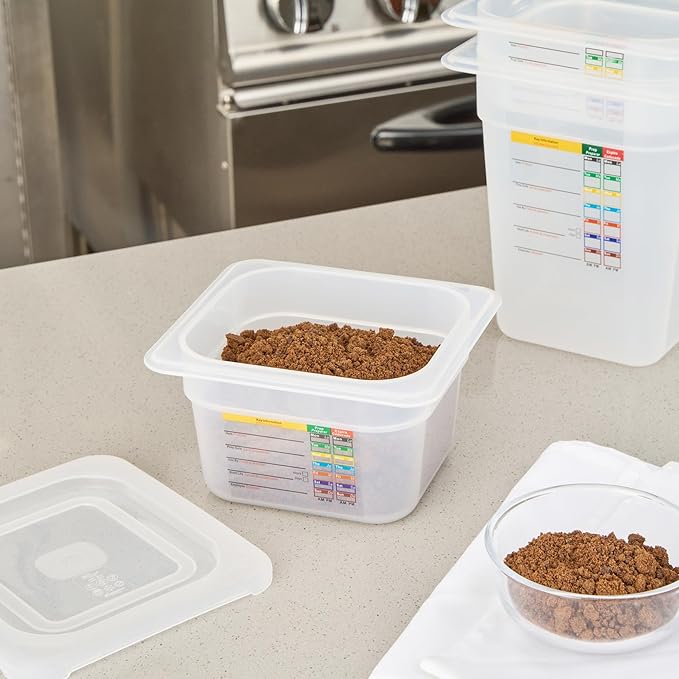 Restaurantware Food Pans Pack of 10 Plastic Square Food Containers 1/6 Size with Traceability Label, Storage Containers Dishwashable Hot Cold Friendly for Restaurants Buffet Commercial Use