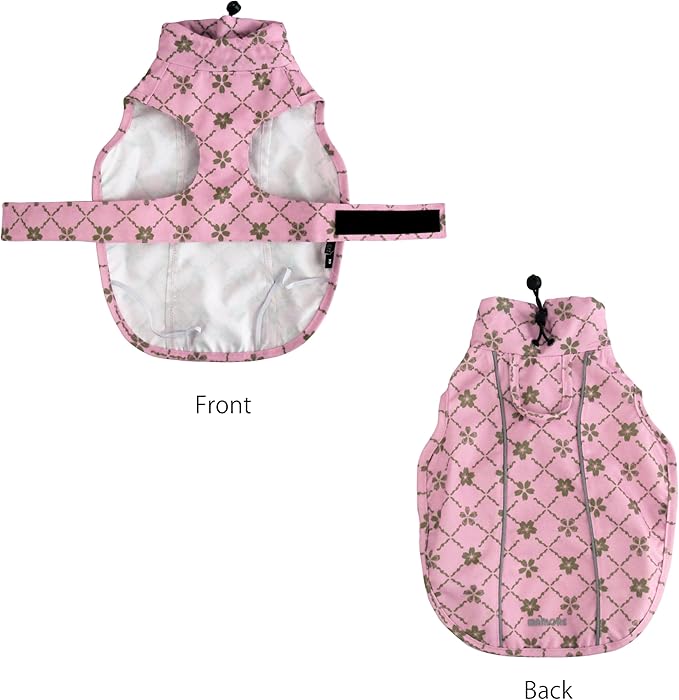 Adjustable Waterproof Dog Raincoat for Dogs,Lightweight Pet Rain Jacket Puppy Clothes with Reflective Strip for Small Medium Large Dogs(Large,Gold Cheery Blossoms Pink)