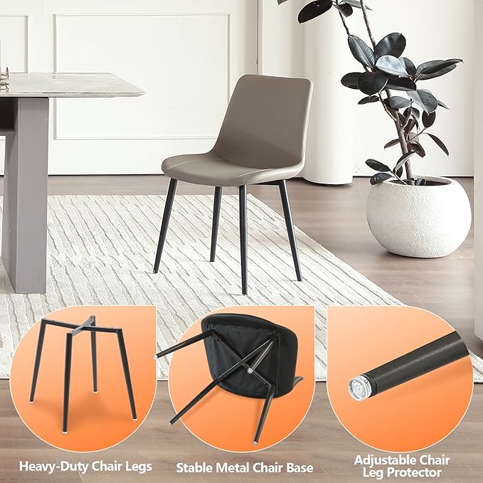 Leather Dining Chairs Set of 4, Mid Century Modern Faux Leather Kitchen & Dining Room Chairs, Comfortable Dinner Chair Kitchen Chairs for Restaurant Living Room, Cafe, Home (4, Young Colt)