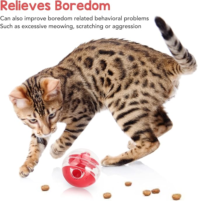 Cat Treat Dispenser Toy, Adjustable Cat Puzzle Feeder, Interactive Cats Food Puzzle, Cats Balls for Indoor Kitten Training