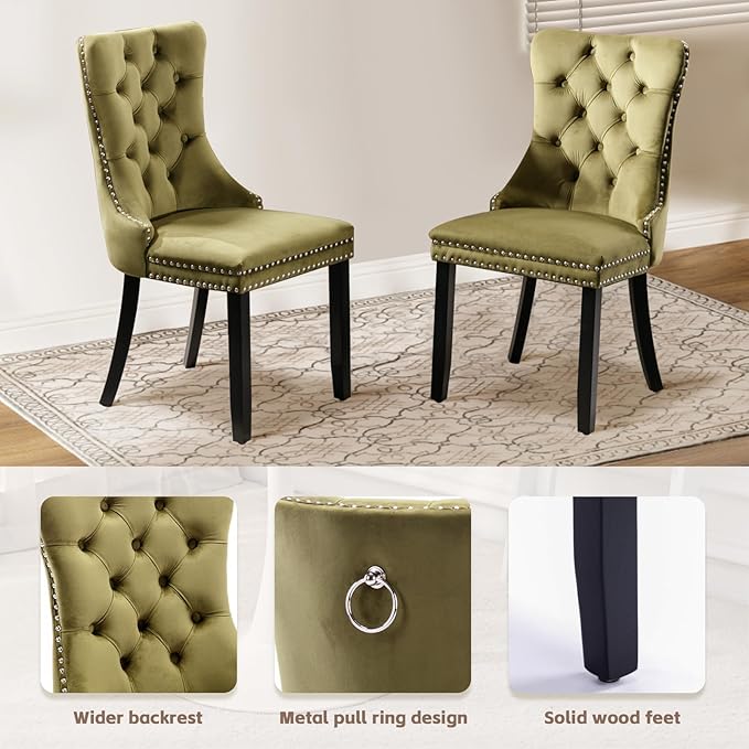 SoarFlash Kitchen Table and Chairs for 2, 24" Dining Table Set for 2 with Velvet Upholstered Chairs, 3 Piece Round Kitchen Table Set, Dining Room Table Set for Small Space, Apartment