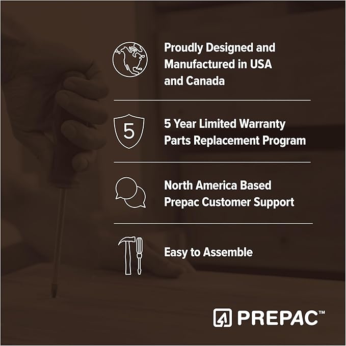 Prepac Astrid 6 Drawer Double Dresser for Bedroom, Wide Chest of Drawers, Bedroom Furniture, Clothes Storage and Organizer, 15.5" D x 47.5" W x 26.85" H, Espresso