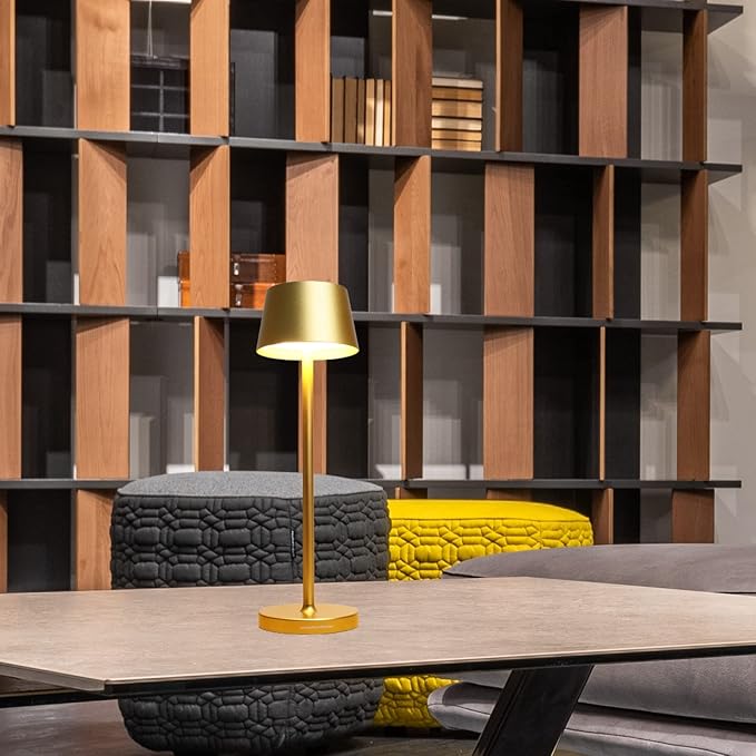 Cordless Table Lamp Rechargeable,with Touch Dimming and IP54 Waterproof Function Desk Lamp,Suitable for Indoor and Outdoor Lighting Gold