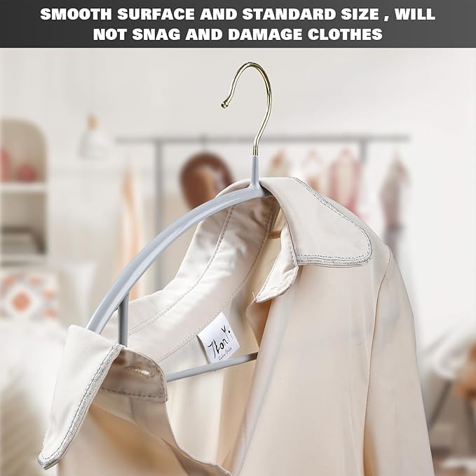 MOPALL Clothes Hangers 20 Pack, Non Slip Hangers Sweater Hanger No Shoulder Bump, 16.5 Inch Wide Durable and Strong Shirt Coat Dress Skirt Suit Hangers with Pants Bar for Laundry & Everyday Use, Gray