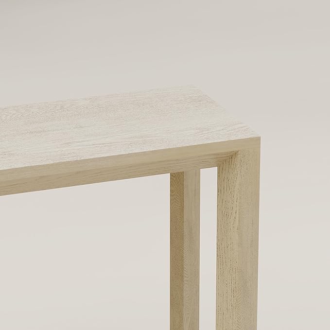 60" Rectangular Solid Wood Veneer Console Table for Entryway, Wide Sofa Table, Behind Couch Table with Ample Storage for Entryway & Living Room, Oak