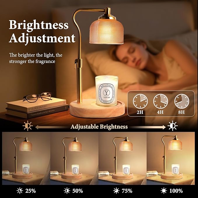 Candle Warmer Lamp with Timer Dimmer, Adjustable Height Candle Lamp for Jar Candles, Wax Melt Warmer Bedroom Decor Christmas Birthday Gifts for Housewarming Gifts New HOM