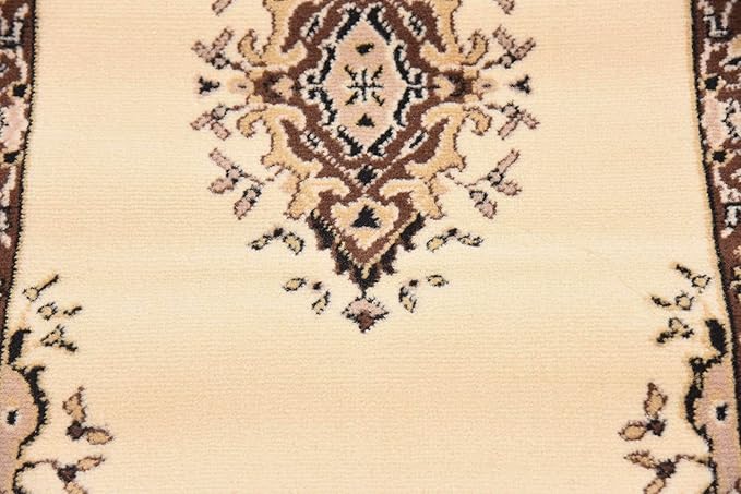 Unique Loom Reza Collection Traditional Persian Style Area Rug, 2 ft 2 in x 8 ft 2 in, Ivory/Brown