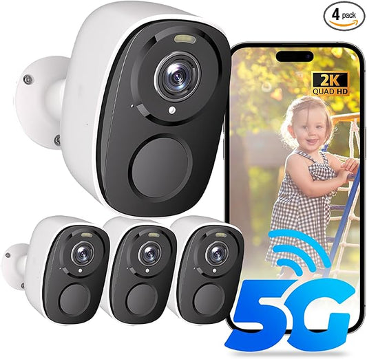 Upgraded 5G/2.4G WiFi Security Cameras Wireless Outdoor,2K Battery Powered Home Indoor Camera with AI Motion Detection, Siren,Color Night Vision, 2-Way Talk, IP65, Works/Alexa, Cloud/SD