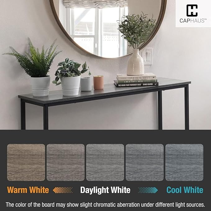 CAPHAUS 41” Classic Console Table for Entryway, Modern Sofa Tableau for Living Room, Industrial Console Mesa, Snack Entrance Table for Hallway, Accent Behind Couch Plant Table, Grey Oak