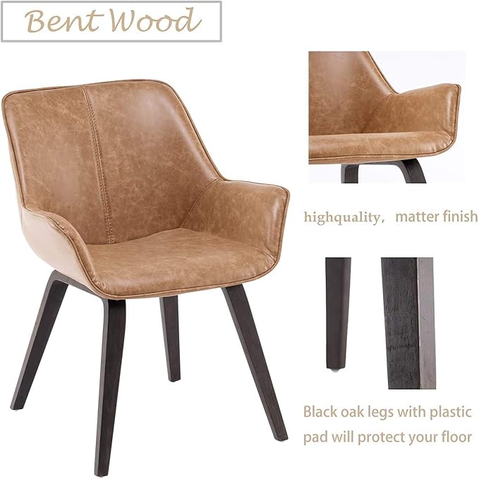 Yellow Set of 6 PU Leather Living Room Chairs Modern Upholstered Accent Chairs Dining Room Chairs (Yellow, 6)