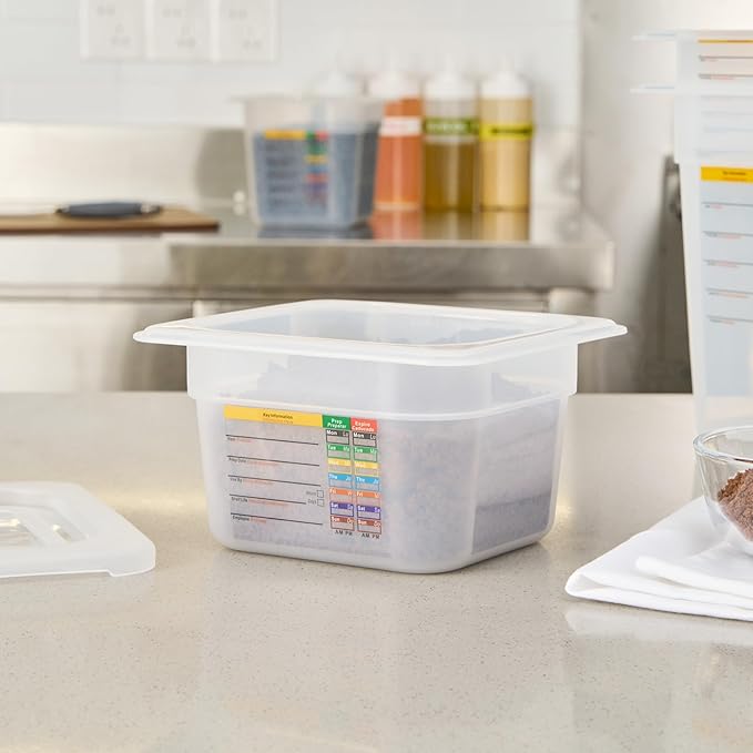 Restaurantware Food Pans Pack of 10 Plastic Square Food Containers 1/6 Size with Traceability Label, Storage Containers Dishwashable Hot Cold Friendly for Restaurants Buffet Commercial Use