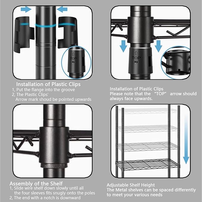 Xiofio 6 Tiers Heavy Duty Garment Rack,Metal Clothing Rack,Clothing Storage Rack,Closet Organizer System Freestanding & Adjustable Wardrobe 60.7" L x 15.7" W x 70.5" H Max Load 720LBS Black