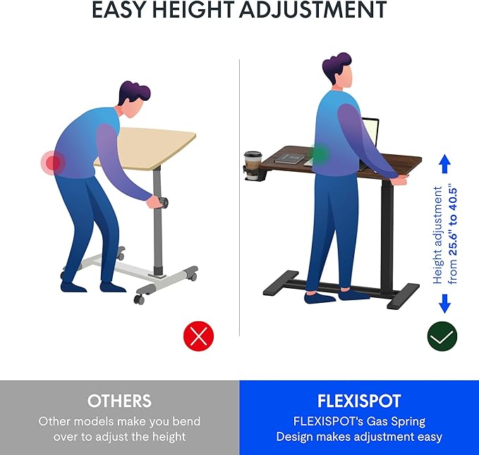 FLEXISPOT Adjustable C Table with Wheels, Mobile Snack Side End Table Sofa Couch Bedside Table Laptop Rolling Cart TV Tray Night Stand for Small Space Side Table(27.6" W x 15.7" D,Rustic Brown)